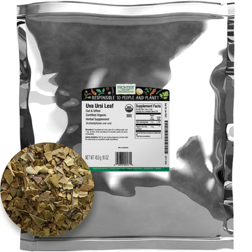 Frontier Co-op Uva Ursi Leaf, Cut and Sifted, Certified Organic, Kosher | 1 lb. Bulk Bag | Arctostaphylos uva-ursi (L.) Spreng.