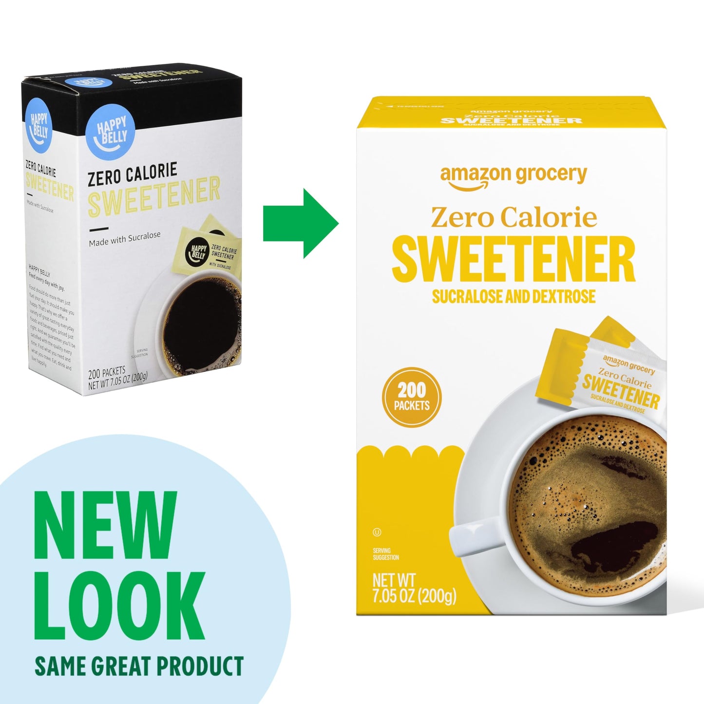 large online retailer Grocery Zero Calorie Sucralose and Dextrose Sweetener Packets, 250 Ct, Previously Happy Belly, Packaging May Vary