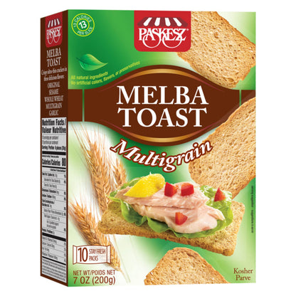 Snacktery Multigrain Melba Toast Crackers - Thin and Crispy Flatbread Crackers - Mini Toasts for Dips, Spreads, Salads - 7 Oz