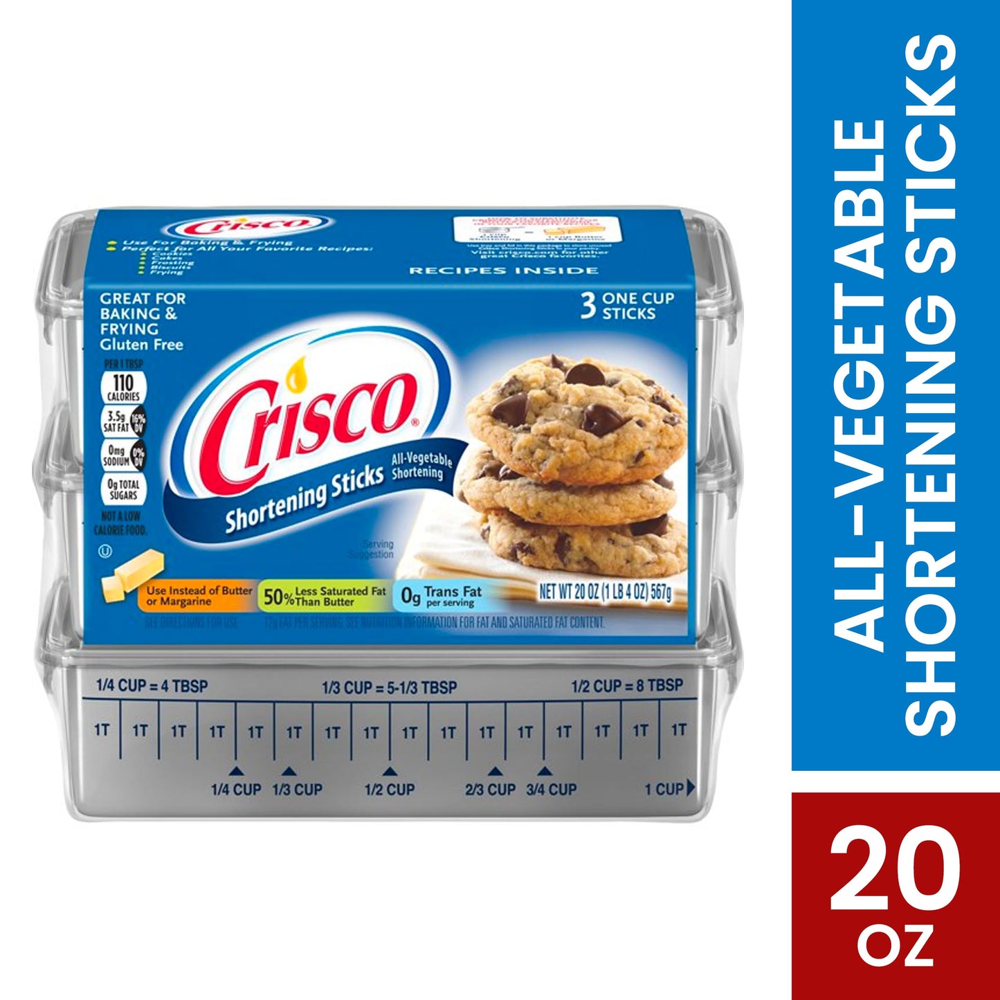 Crisco All-Vegetable Shortening Sticks, 20 Ounce, 3 Sticks