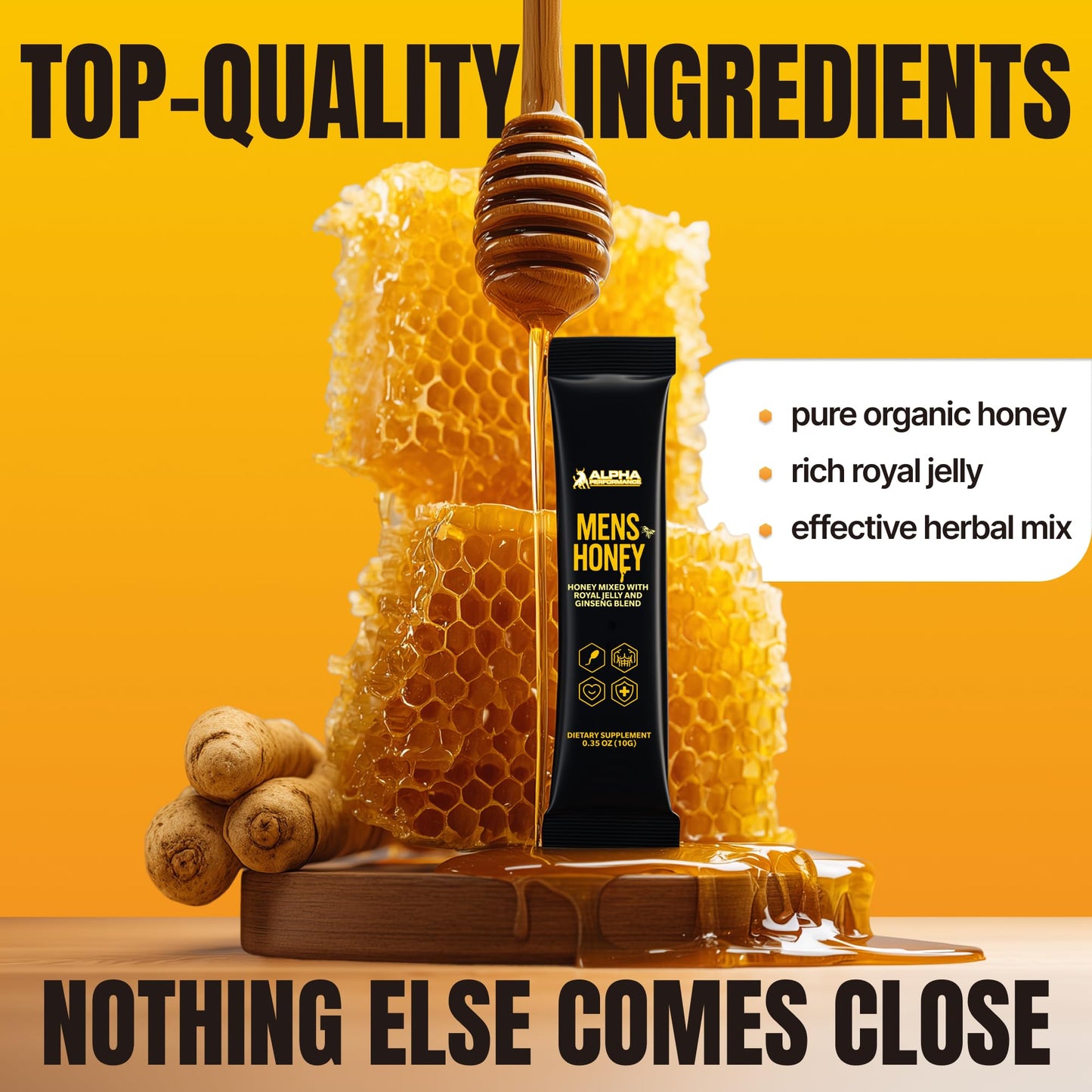 Alpha Performance Royal Jelly Honey - Extra Strength Herbal Superfood Supplement, 24 Packets, Raw Energy, No Added Sugar