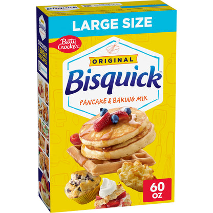 Betty Crocker Bisquick Pancake and Baking Mix, Original, Makes About 90 Pancakes, Large Size, 60 oz