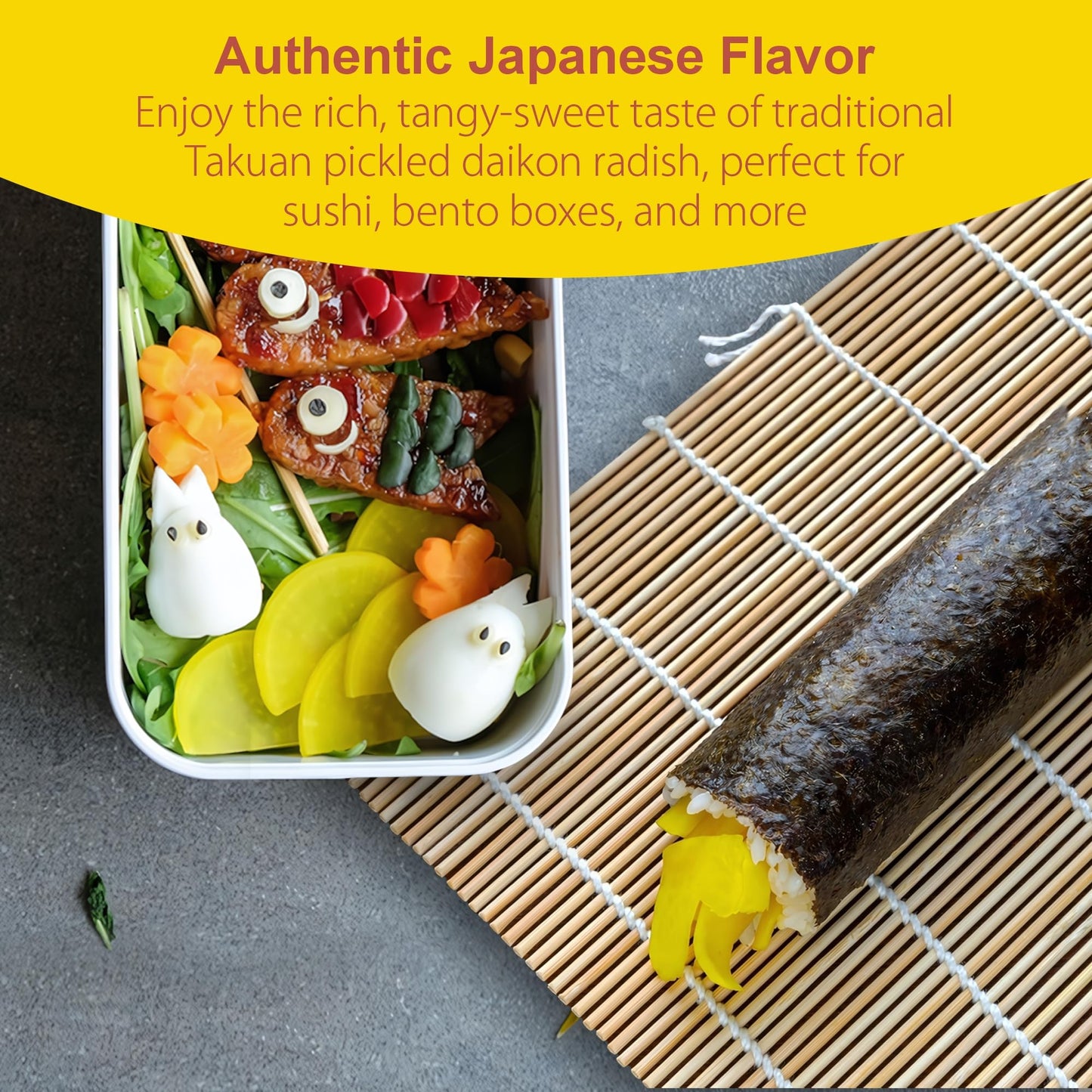 Fusion Select Pickled Radish Takuan - Japanese Daikon Radish Pickles For Sushi, Bento Box, Sandwich, Salads, Rice Dishes - Authe