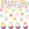 Ercadio 40 PCS Edible Daisy Cupcake Toppers Beautiful Daisy Cupcake Drink Topper Picks Edible Colorful Daisies Cupcake Decoratio