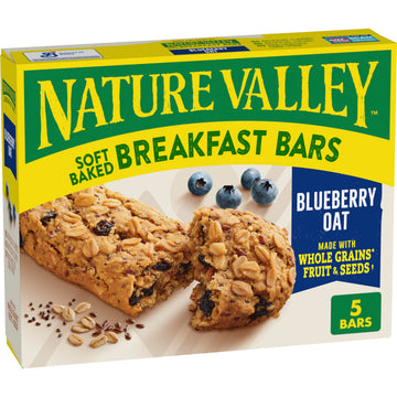 Nature Valley Soft Baked Breakfast Bars, Blueberry Oat, Morning Snacks, 5 Count, 8.85 oz