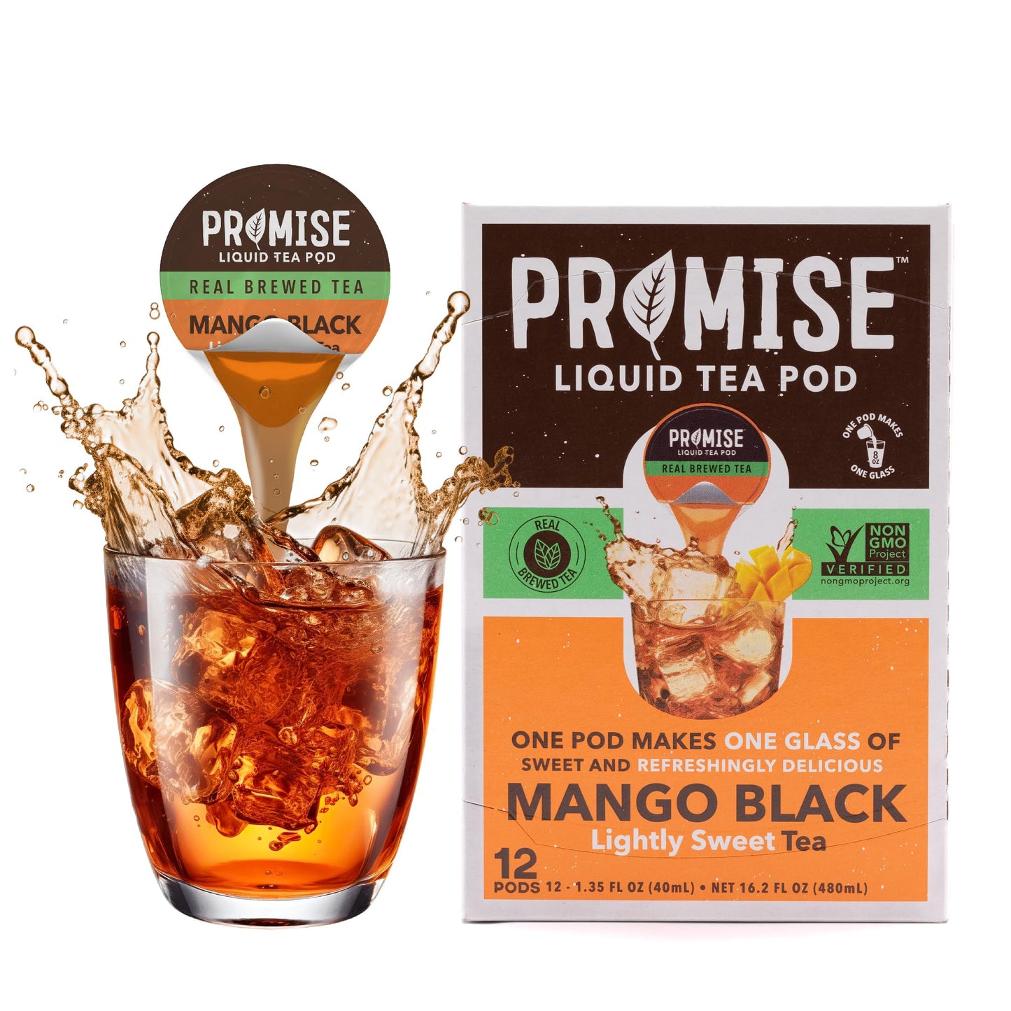 Java House Cold-Brewed Tea Concentrate Pods - Mango Black Lightly Sweet Tea - Pack of 48