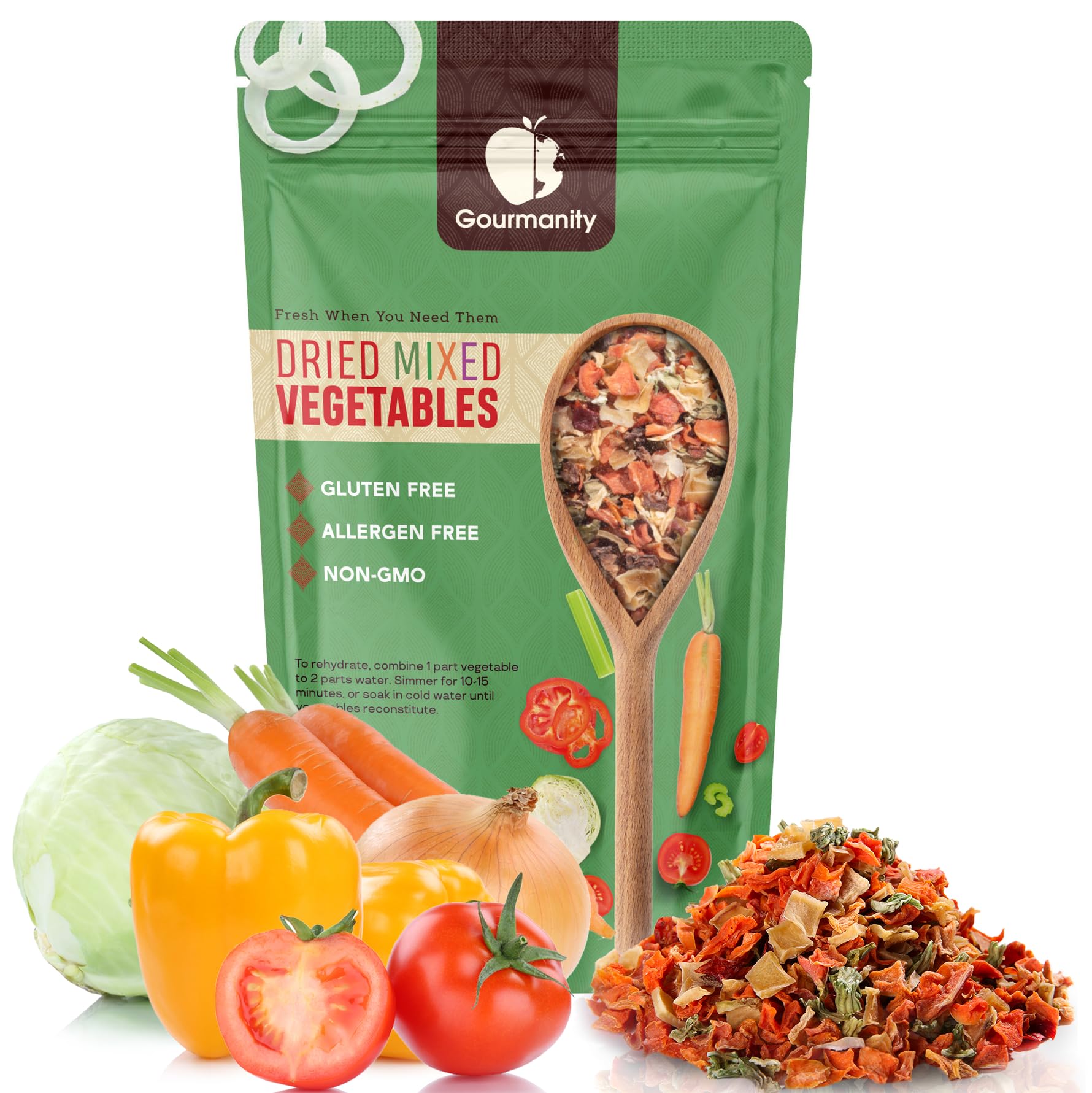 1Lb Tasty Vegetable Soup Blend, Dehydrated Vegetables For Ramen Toppings, Stews, And Emergency Food, Bulk Resealable Bag, All Natural And Non Gmo