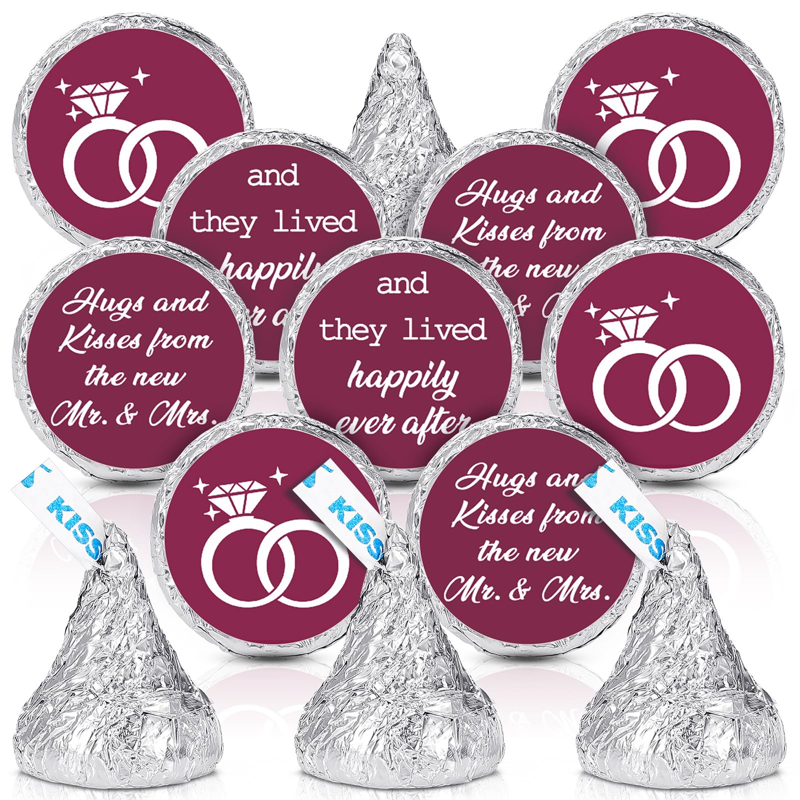 Laumoi 1000 Pcs Hugs And Kisses From The New Mr And Mrs Wedding Stickers  Chocolate Drops Labels Stickers Candy Stickers 0.75 Inch For Weddings Engagement Party Favors Decorations (Beverage-Inspired Red Flower)