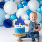 EONNCNT Castle Cake Topper - Royal Blue Glitter Cardboard Birthday Decoration Supplies