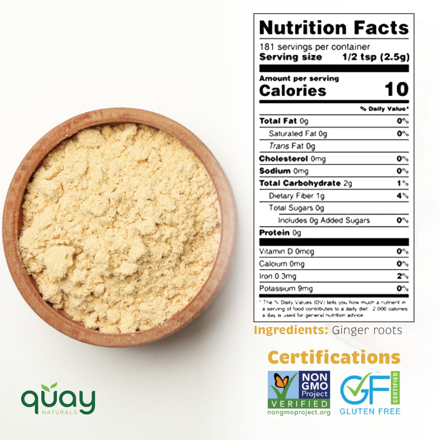 Ground Ginger Powder (8 oz) for Cooking, Baking, Tea, Energy Drinks & Beverages - Highly Aromatic - Fine Loose Powder - Powdered