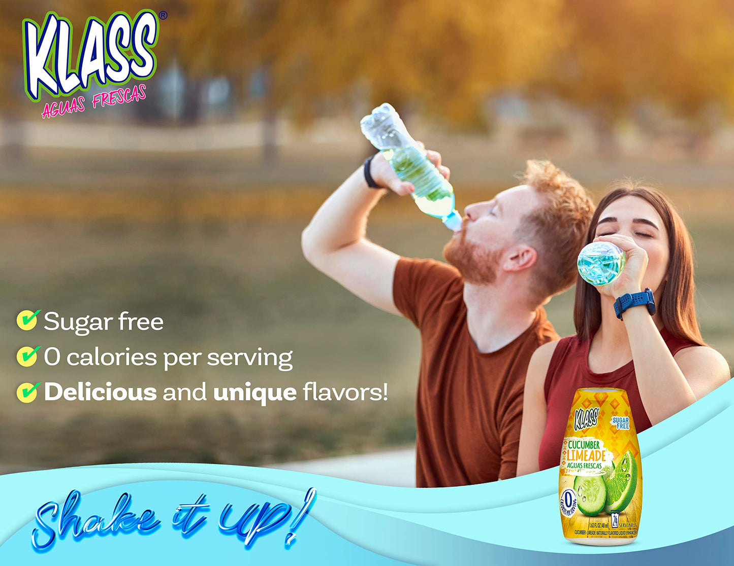Klass Aguas Frescas Liquid Water Enhancer, Sugar-Free Cucumber Limeade, 1.62 Oz Pack of 4 (Makes 24 Servings), Keto Friendly, 0 Calories