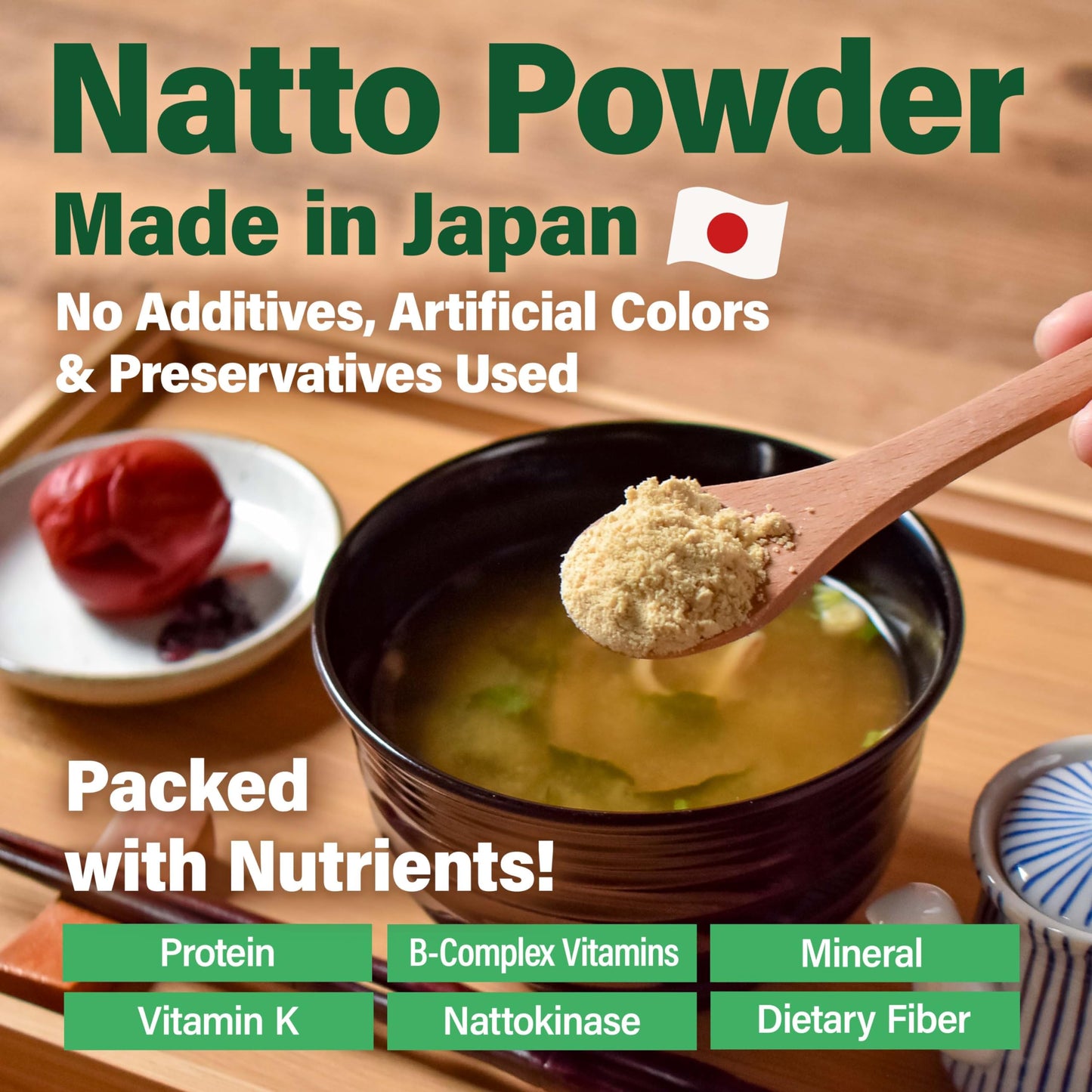 YAMASAN KYOTO UJI Japanese Natto Powder, Freeze-Dried, Vegan, Non-GMO, Low Sodium, 50g (1.76oz), 33 Servings