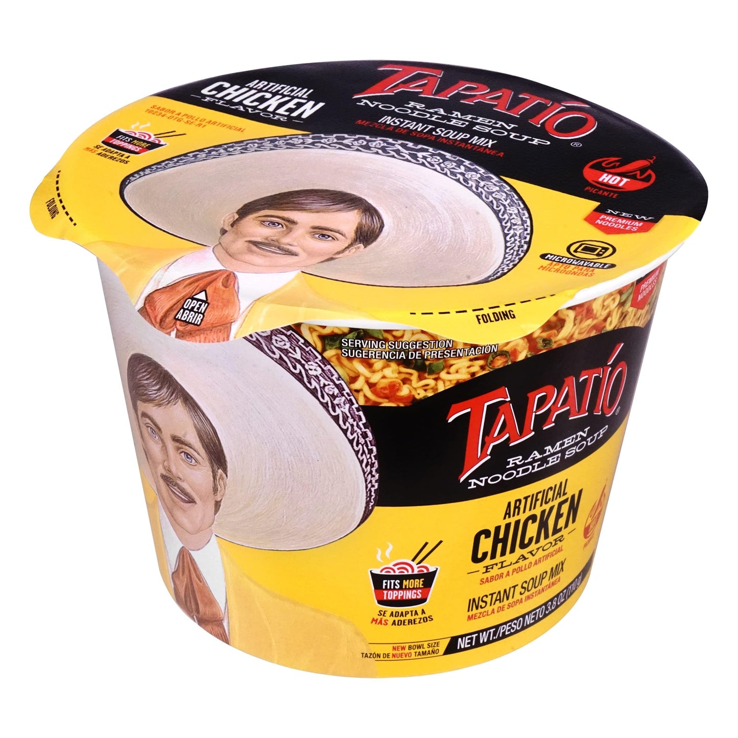 Tapatio Spicy Ramen Noodle Soup Big Bowl - Chicken Flavor - 3.88 Oz (Bulk Case Of 6)
