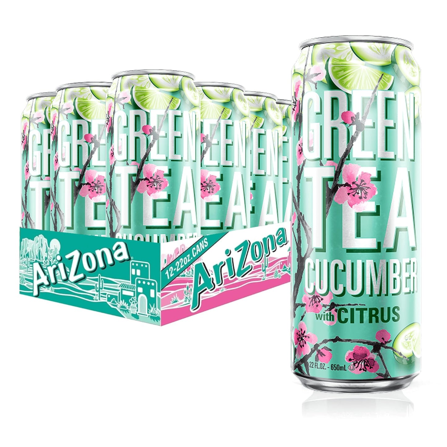 Arizona Green Tea With Cucumber And Citrus - Big Can, 22 Fl Oz (Pack Of 12)