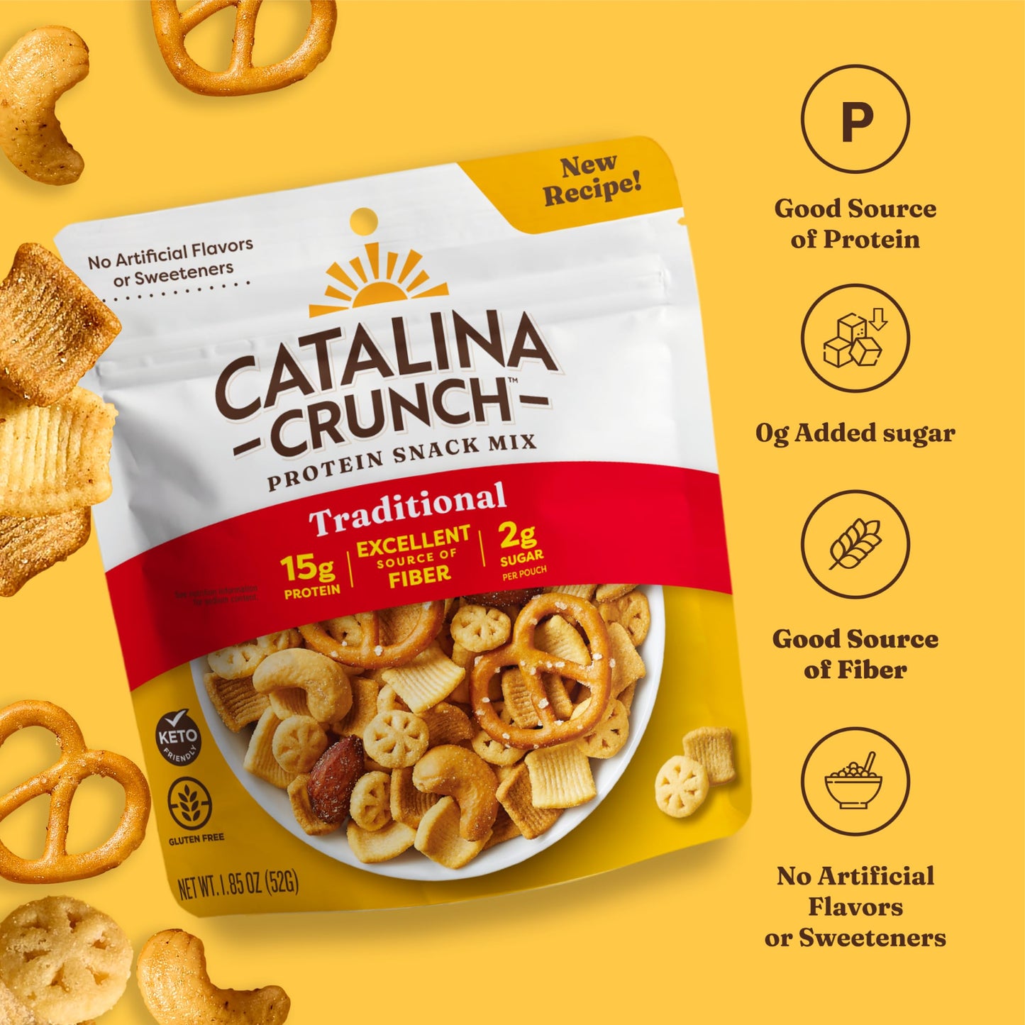 Catalina Crunch Protein Grab & Go Snack Mix | 15g Protein, 2g Sugar per Pouch | Good Source of Fiber, Keto, Gluten Free | Tradit