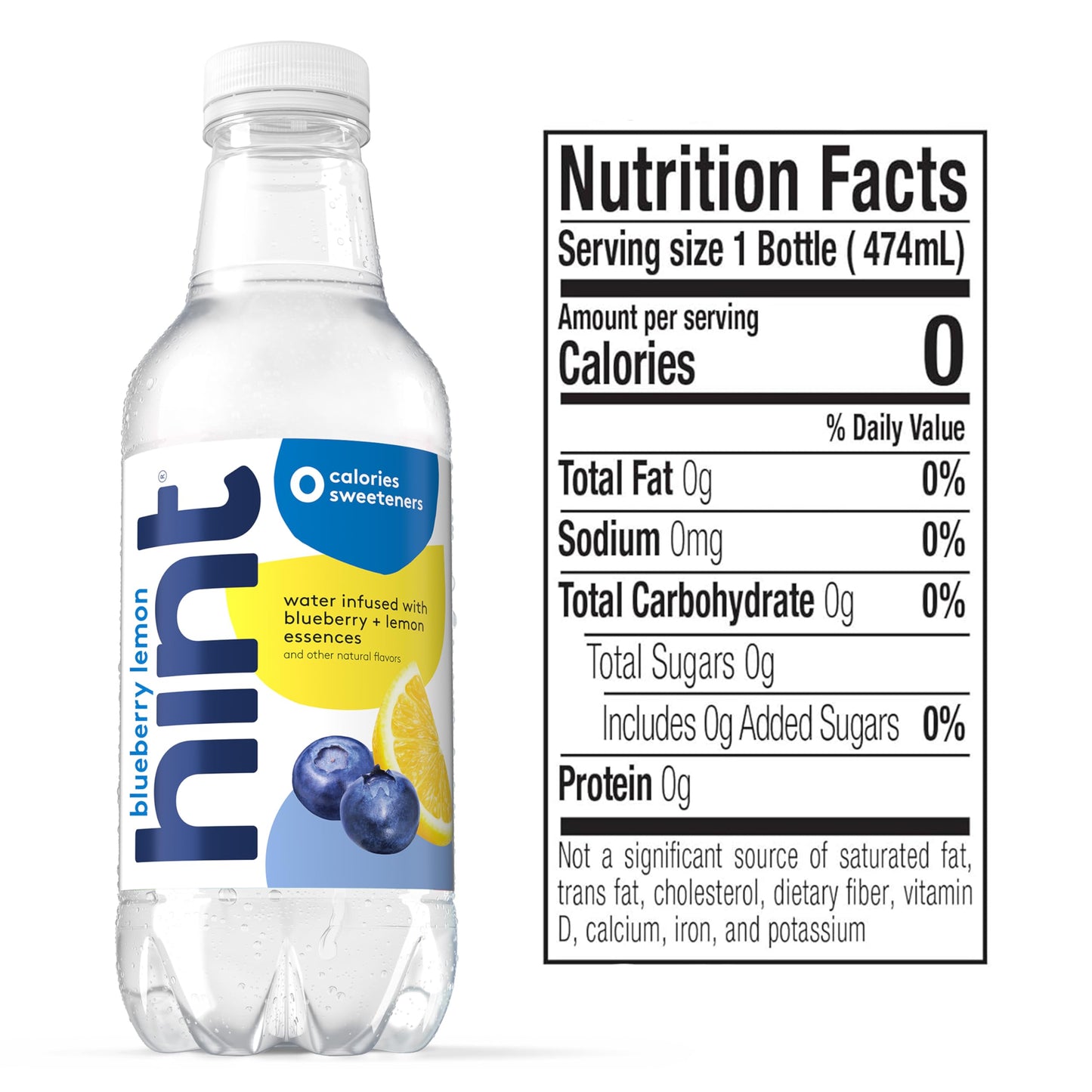 Hint Water Blueberry Lemon, Pure Water Infused with Blueberries & Lemons, Zero Sugar, Zero Calories, Zero Sweeteners, Zero Prese