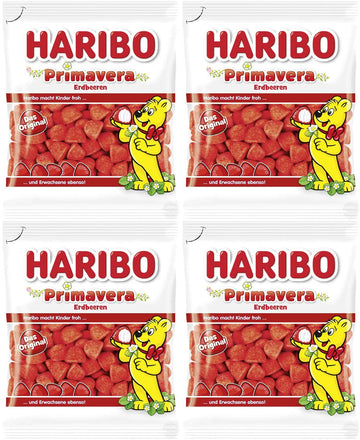 Haribo Primavera Erdbeeren (Strawberry) Gummy Candy 4-Pack (4 x 175g)