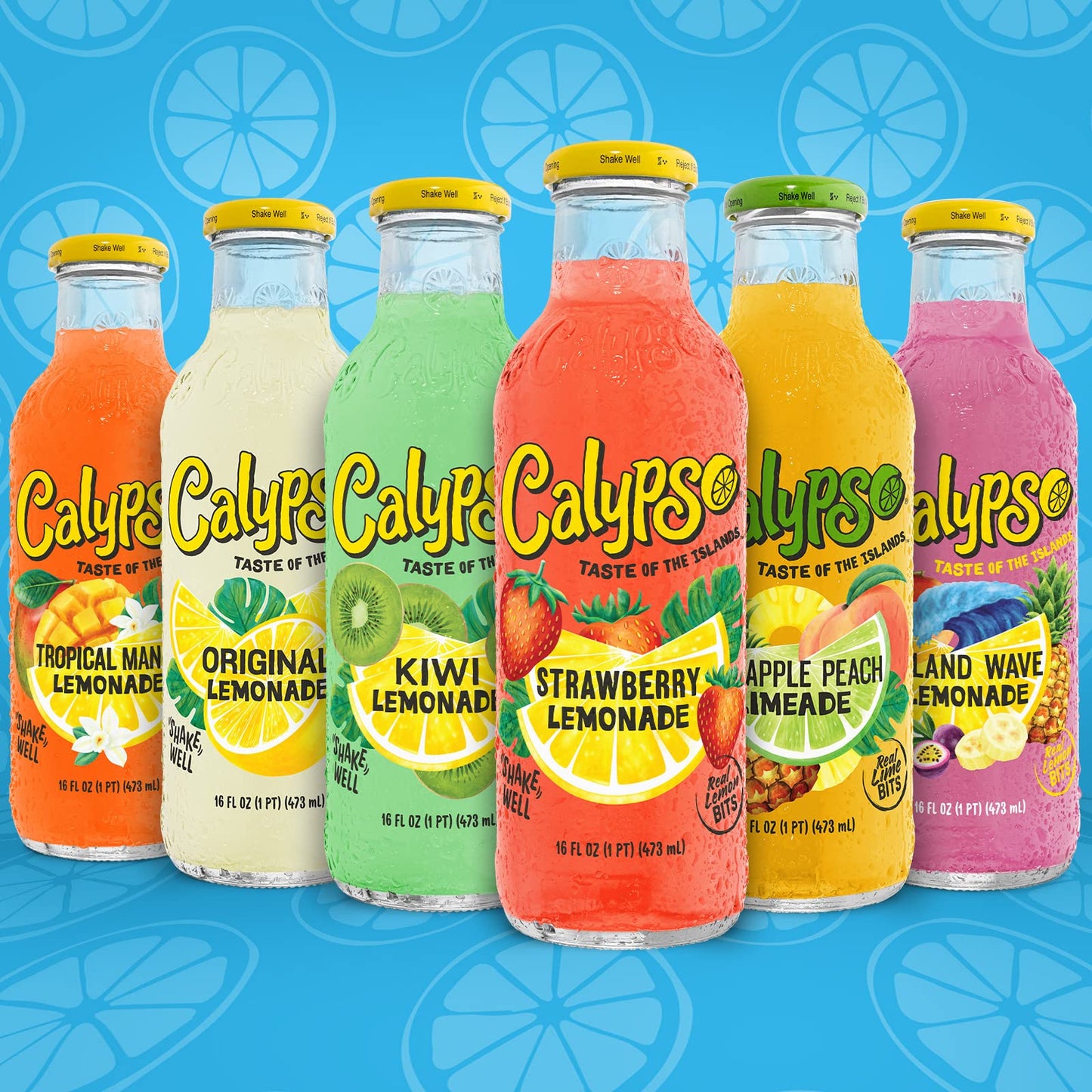 Calypso Lemonades | Made With Real Fruit And Natural Flavors | Island Wave Lemonade, 16 Fl Oz (Pack Of 12)