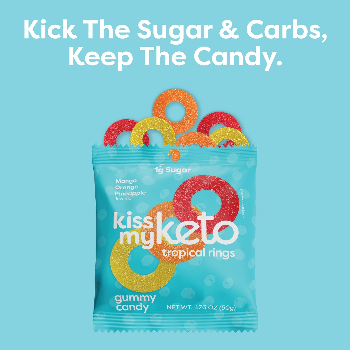 Kiss My Keto Gummies Candy - Low Carb Candy Gummy Rings, Keto Snack Pack - Healthy Candy Gummys - Vegan Candy, Keto Gummy Candy