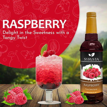 Syruvia Raspberry Syrup - Blue Syrup Flavor, 25.4 Fl Oz - Perfect For Cocktails, Ice Tea, Desserts, Italian Sodas, Ice And More,