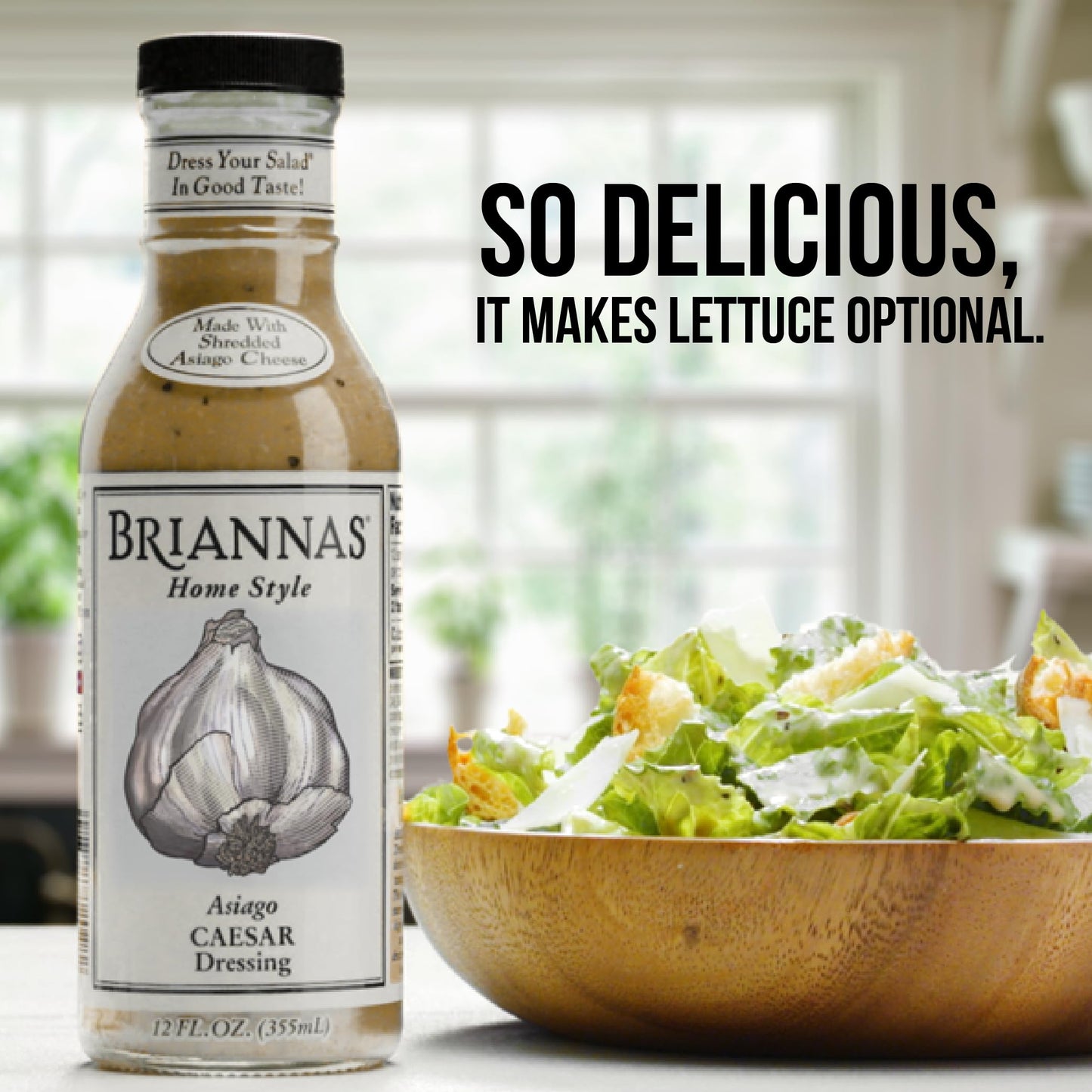 BRIANNAS Asiago Caesar Dressing, Gluten Free & Low Sugar, 32 oz. Bottles, 2 Pack - Premium Ingredients for Fine Salads