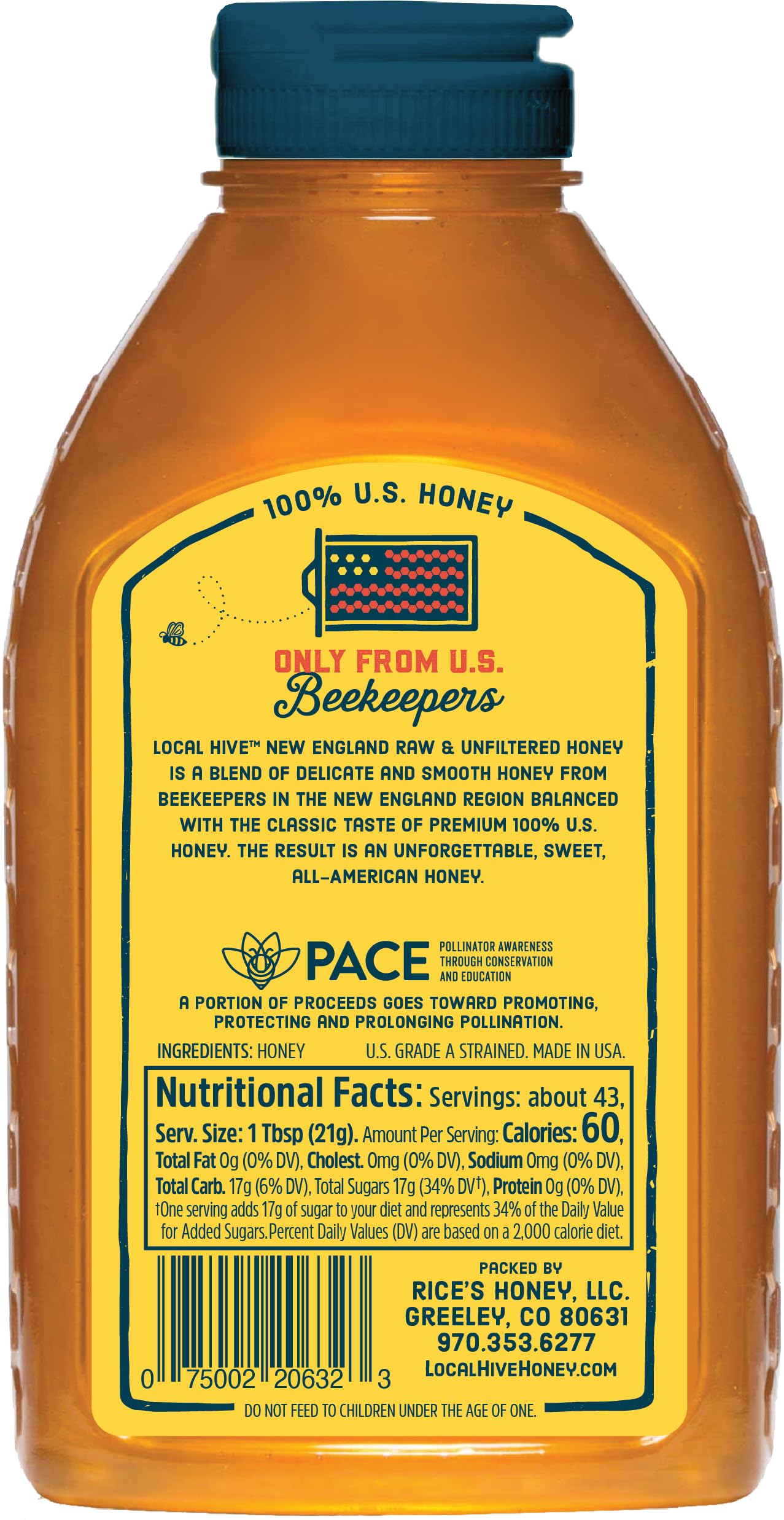 Local Hive New England Raw Unfiltered Honey - 32Oz, 100% Pure Us Honey, Sourced From American Bees And Beekeepers - Natural Swee