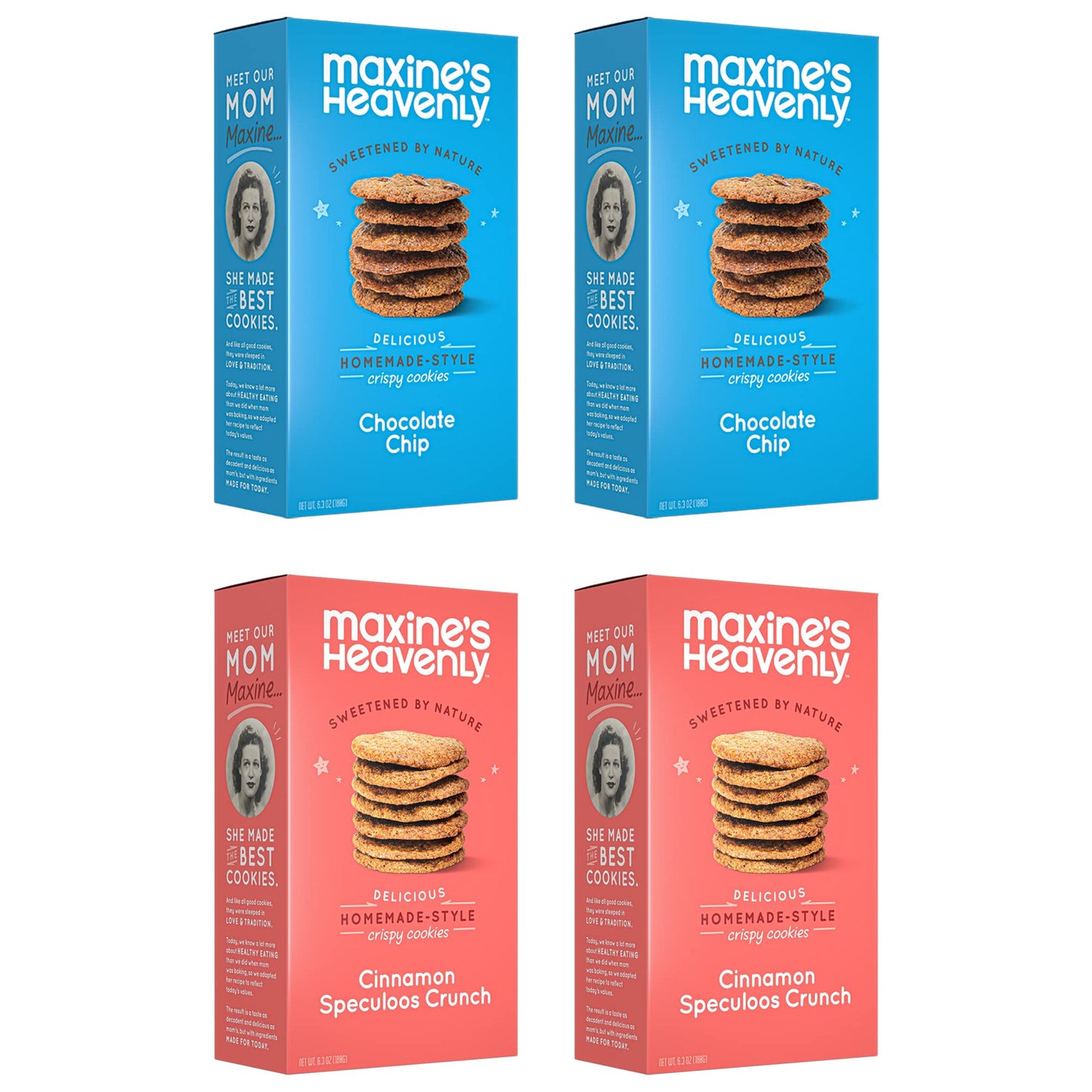 Maxines Heavenly Crispy Chocolate Chip Cookies and Cinnamon Speculoos Cookies | Low Carb, Low Sugar, Vegan Snacks, Plant Based 