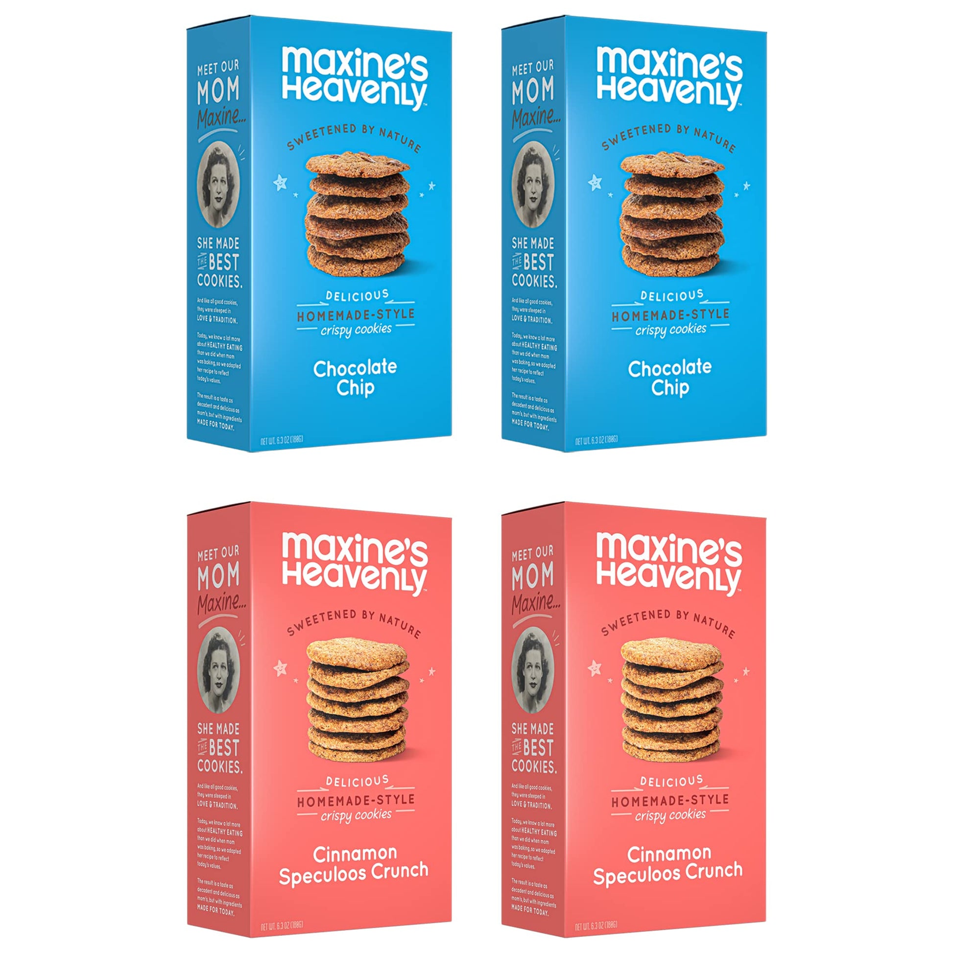 Maxines Heavenly Crispy Chocolate Chip Cookies and Cinnamon Speculoos Cookies | Low Carb, Low Sugar, Vegan Snacks, Plant Based 