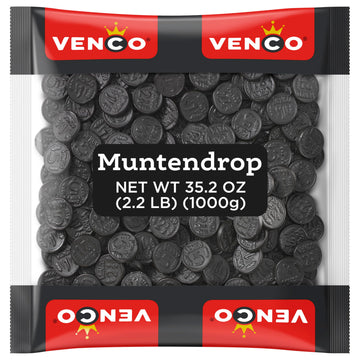 Venco Coin Shaped Black Licorice Candy - Hard Licorice Candy Coins, Small Salted Liquorice Candies, Gluten Free, Original Dutch 
