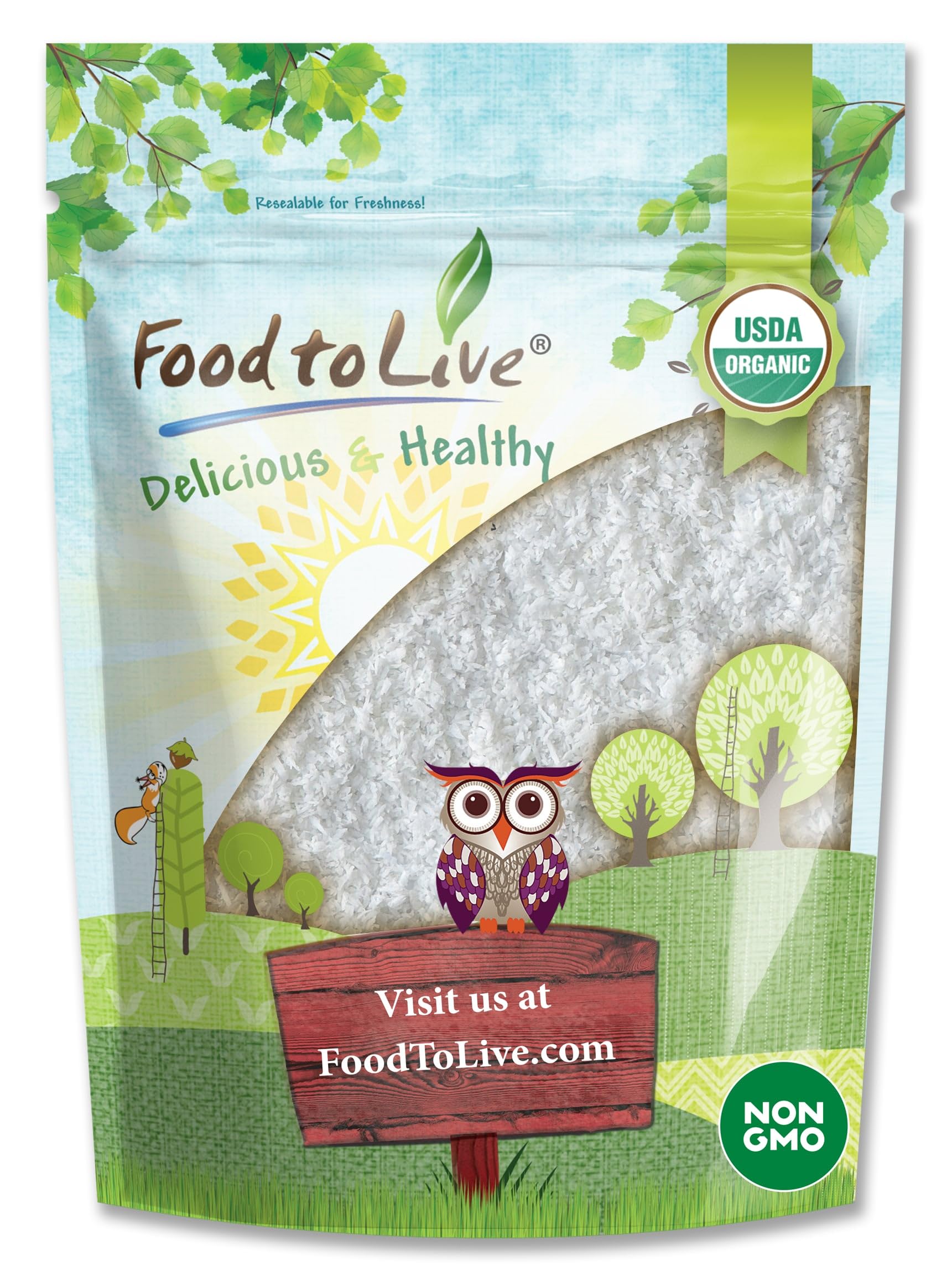 Food to Live Organic Fine Shredded Coconut, 12 Ounces - Non-GMO, Raw, Unsweetened, Unsulfured, Desiccated, Shaved Meat. Vegan, K
