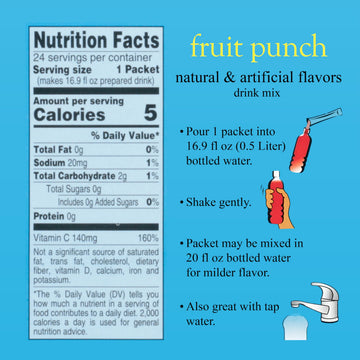 4C Powder Drink Mix, Fruit Punch, Sugar Free, 24 Count, 1.68 Ounce Pack