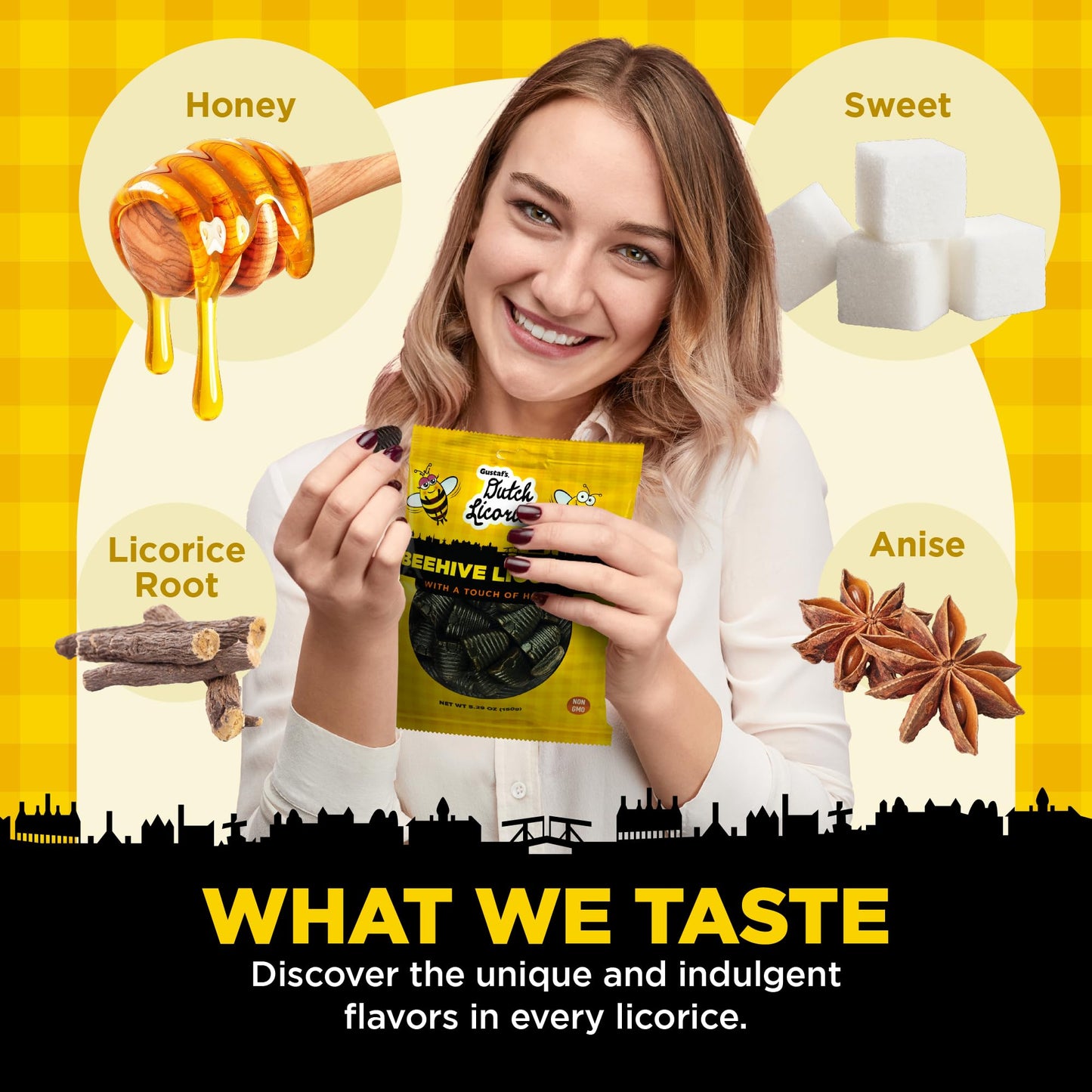 Gustaf'S Beehive Dutch Licorice Drops - 3 Pack Of 5.2Oz Bags - Sweet Honey Black Licorice Candy - Dutch Candy From Netherlands -
