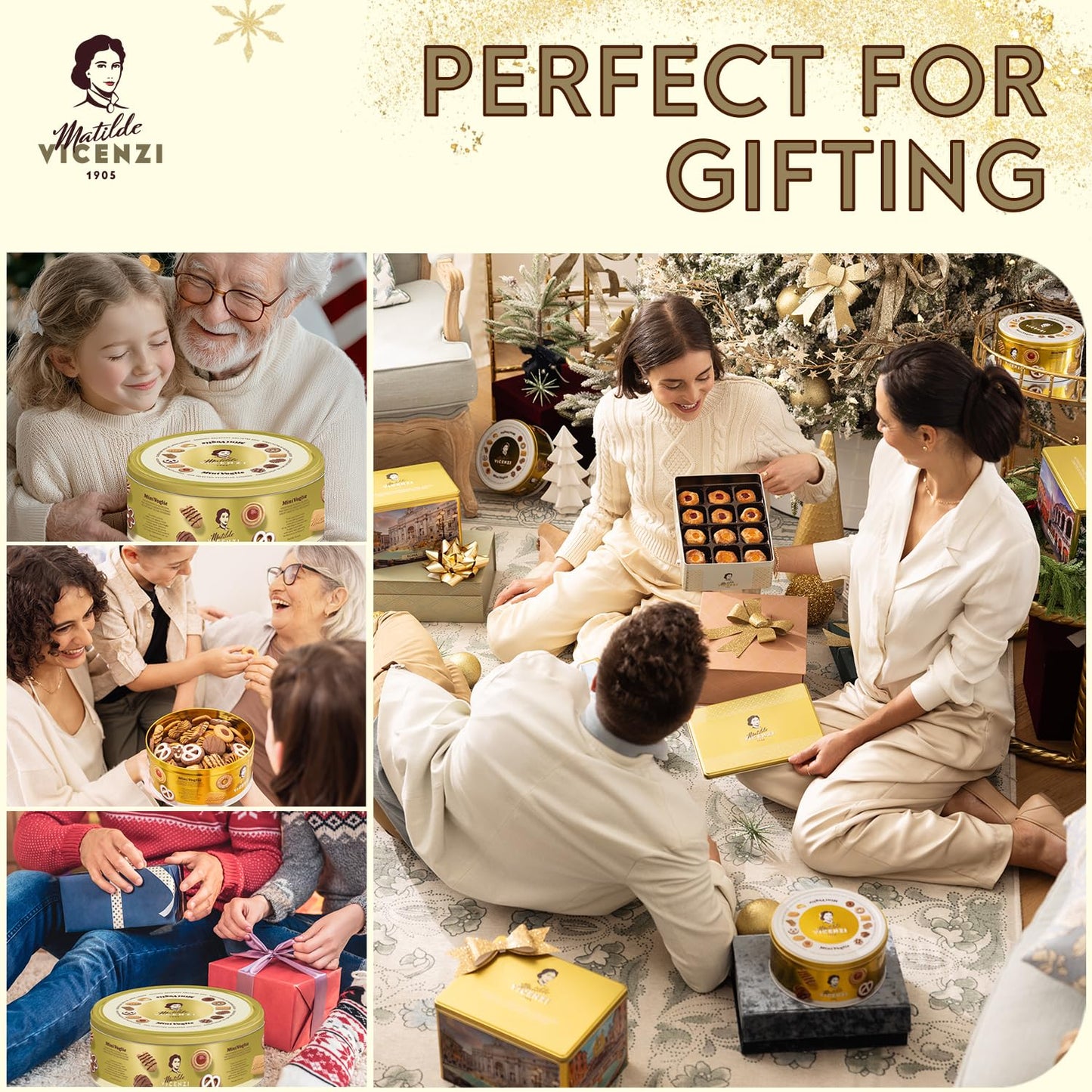 Matilde Vicenzi Minivoglie Shortbread Cookies Gift Tin - Assorted Italian Butter Cookies & Pastries For Gifting, Italian Cookies Gifts For Birthdays, & Special Occasions, Kosher Dairy, Non-Gmo, 17.6 Oz