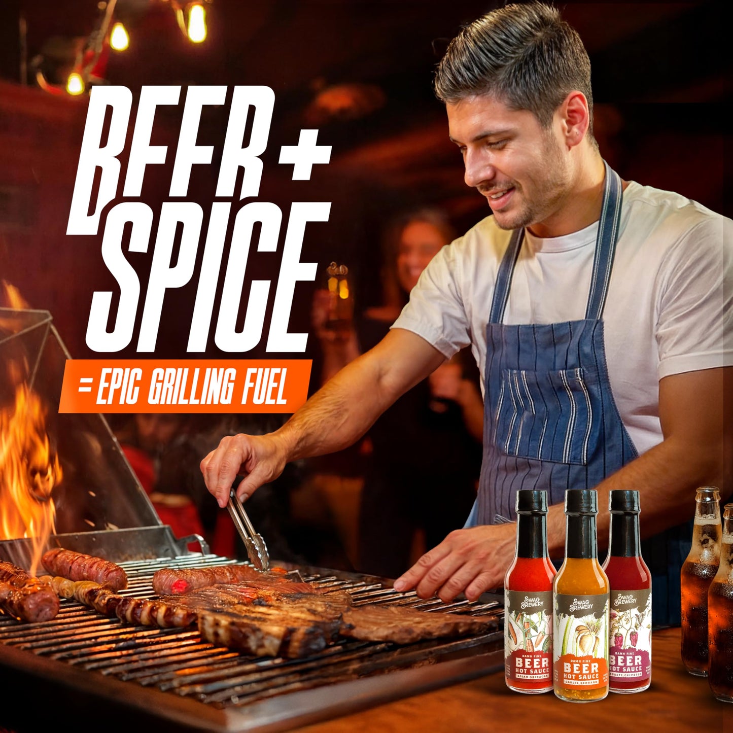 Swag Brewery malt-inspired-infused Hot Sauce Variety 3-pack - Asian Sriracha, Garlic Serrano, Roasty Chipotle - 5 Fl Oz (Pack of 3)