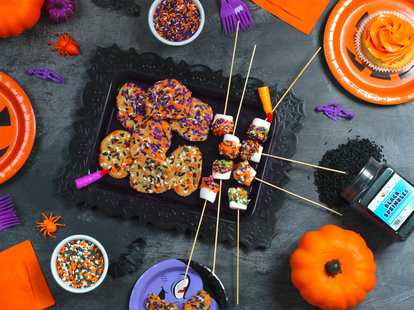 Halloween Sprinkles - Bulk Sprinkles - 1.6 Lb - Orange, Black, Purple And White Jimmies