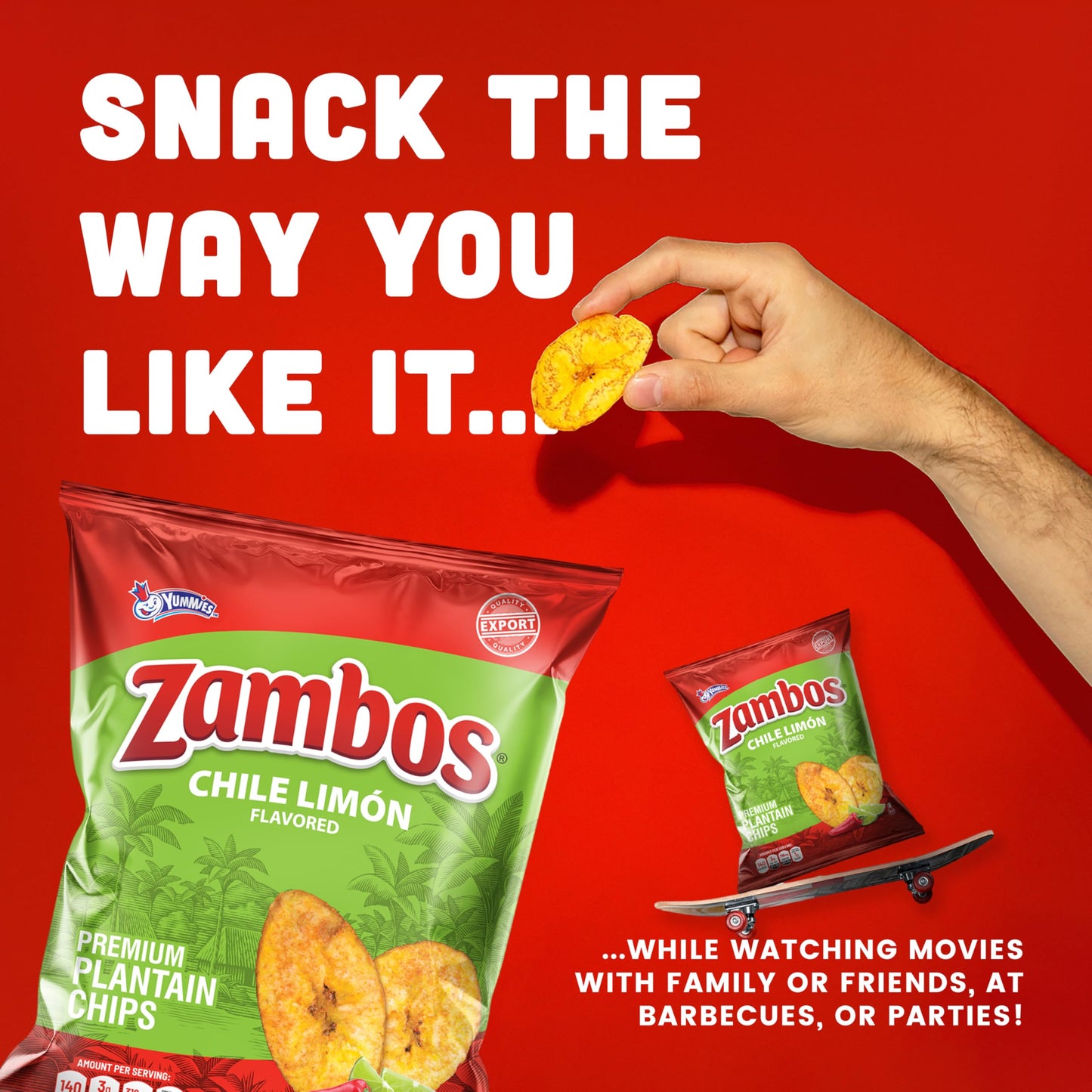 Zambos Plantain Chips Chile Limon Multipack  1 oz Bags (Pack of 18)