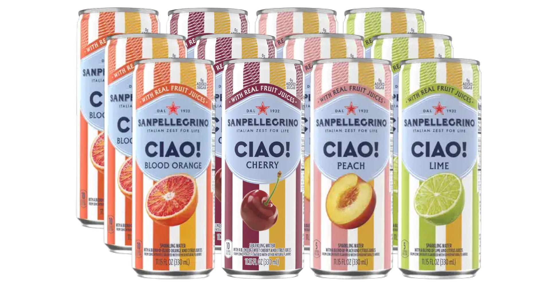 San Pellegrino Ciao 4 Flavor Variety- 3 of Each Flavor- 12 Pack