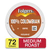 Folgers K Cups 100% Colombian Coffee For Keurig Makers, Medium Roast, 72 Count, 18 Count (Pack Of 4)