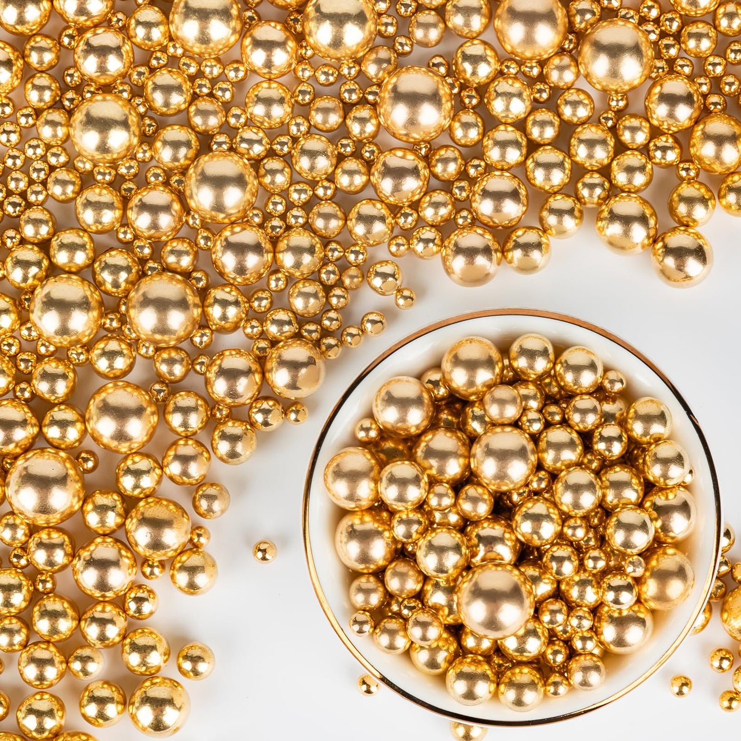 Sugarzy Gold Pearl Sprinkles, Edible Sugar Cake Decorations, 130g/4.58oz