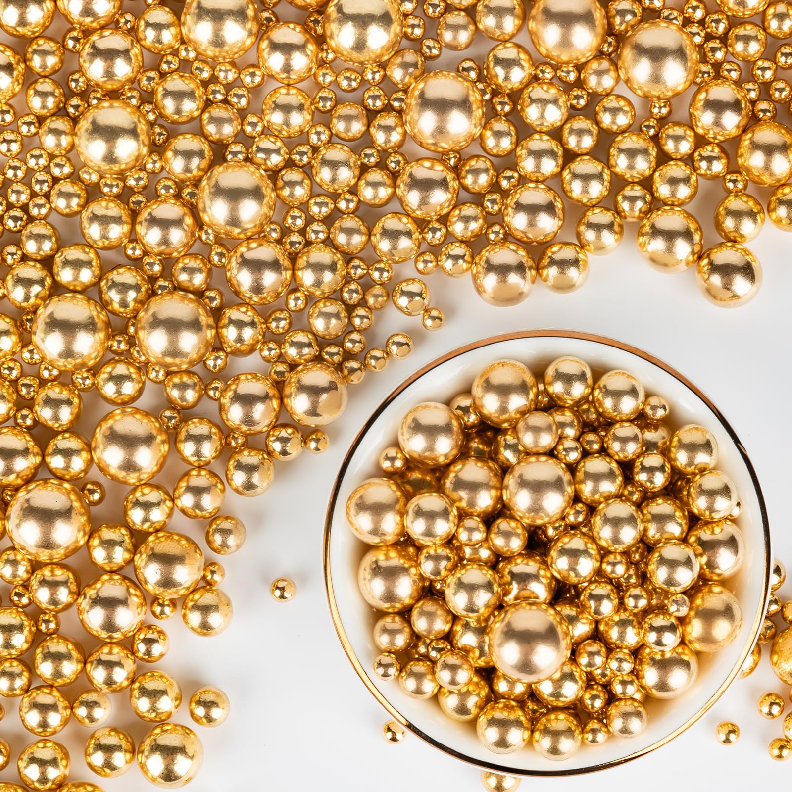 Valentine Edible Gold Pearl Sprinkles Candy Pearls For Baking Sprinkle Mix Size 130G/4.58Oz Sugar Cake Decorations Cupcake Toppers Cookie Decorating Donuts Ice Cream Decorating Wedding Birthday Party ValentineS Day Easter Supplies