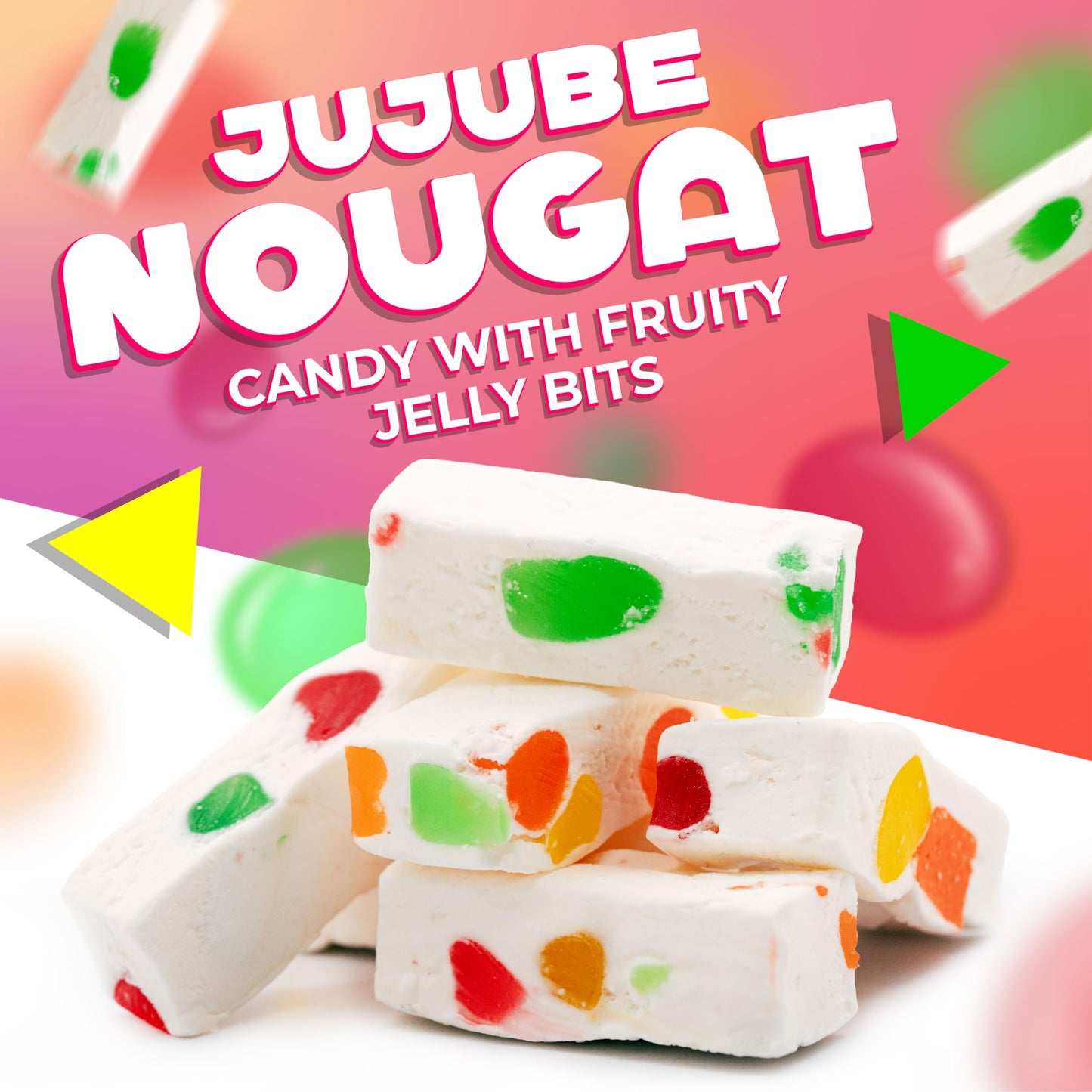 Jujube Nougat Candy | 9 Ounce Bag | Fruity Jelly Bits - Approx. 25 Count