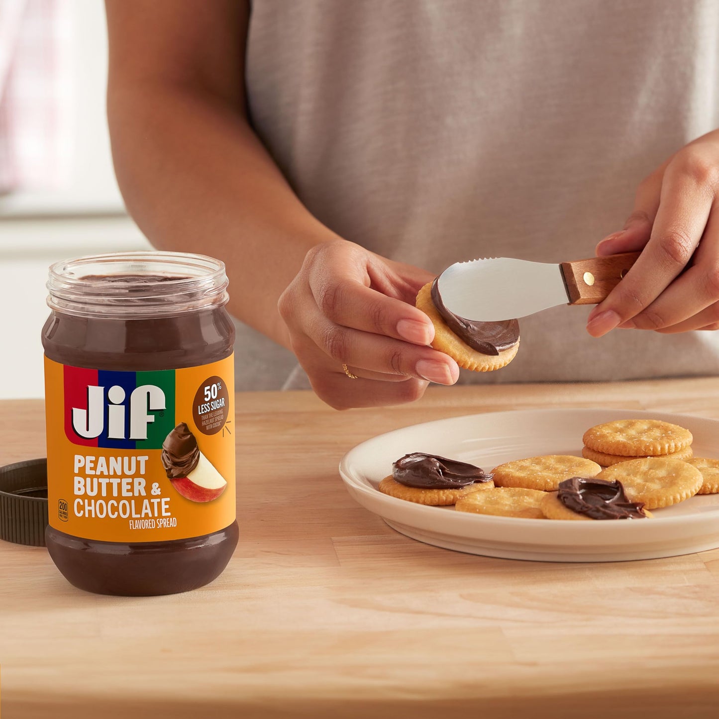 Jif Peanut Butter & Chocolate, 15 Ounce (Pack Of 12), Less Sugar, Thick & Creamy Texture
