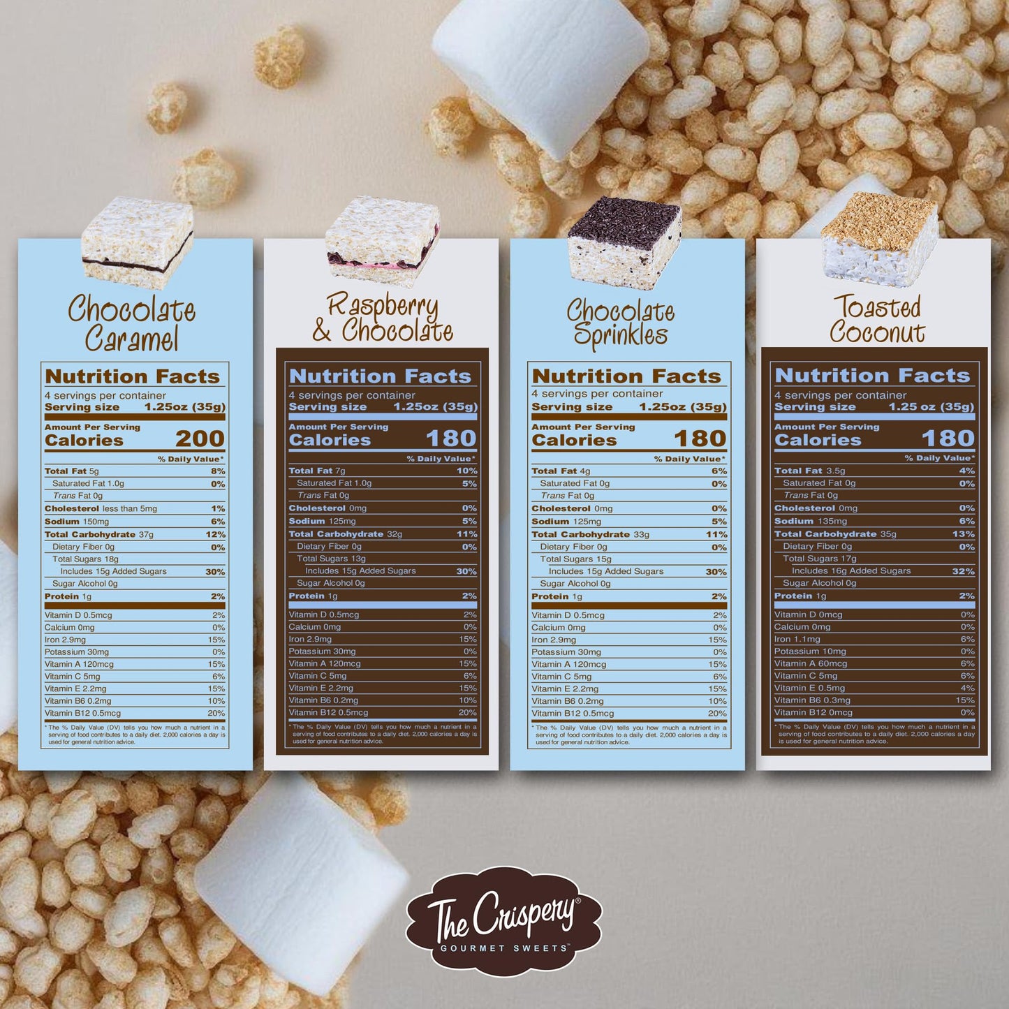 The Crispery Crispycakes Jumbo Pack of 12 Assorted Flavor Gourmet Rice Crispy  , 5 Ounce Each, Individually Wrapped