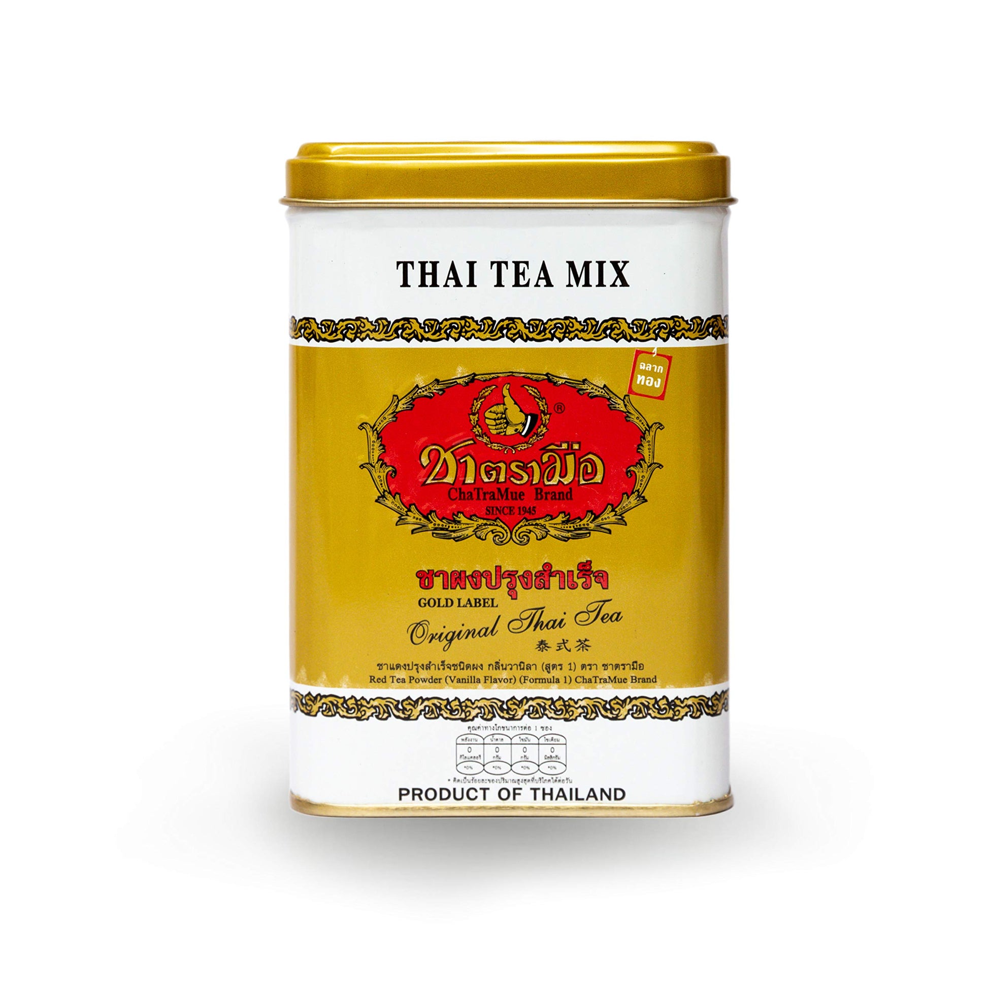 Number One Original Thai Tea Mix Chatramue Thai Tea For Boba Tea, Hot Tea, Iced Tea (Gold Label 50 Tea Bags)