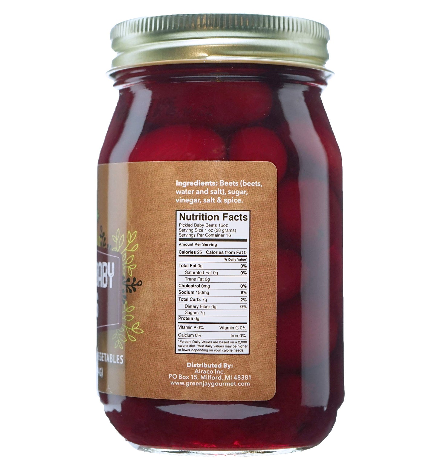 Green Jay Gourmet Fresh Classic Pickled Baby Beets - Grandmas Original Recipe - Sweet, Tangy, and Vinegary Brine - Simple Natura