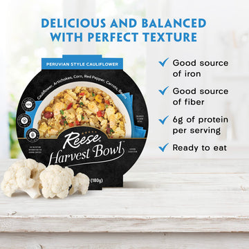 Reese Peruvian Veggie Harvest Bowl | Cauliflower, Artichokes, Corn, Carrots | High Fiber & Low Calorie (Pack Of 8)