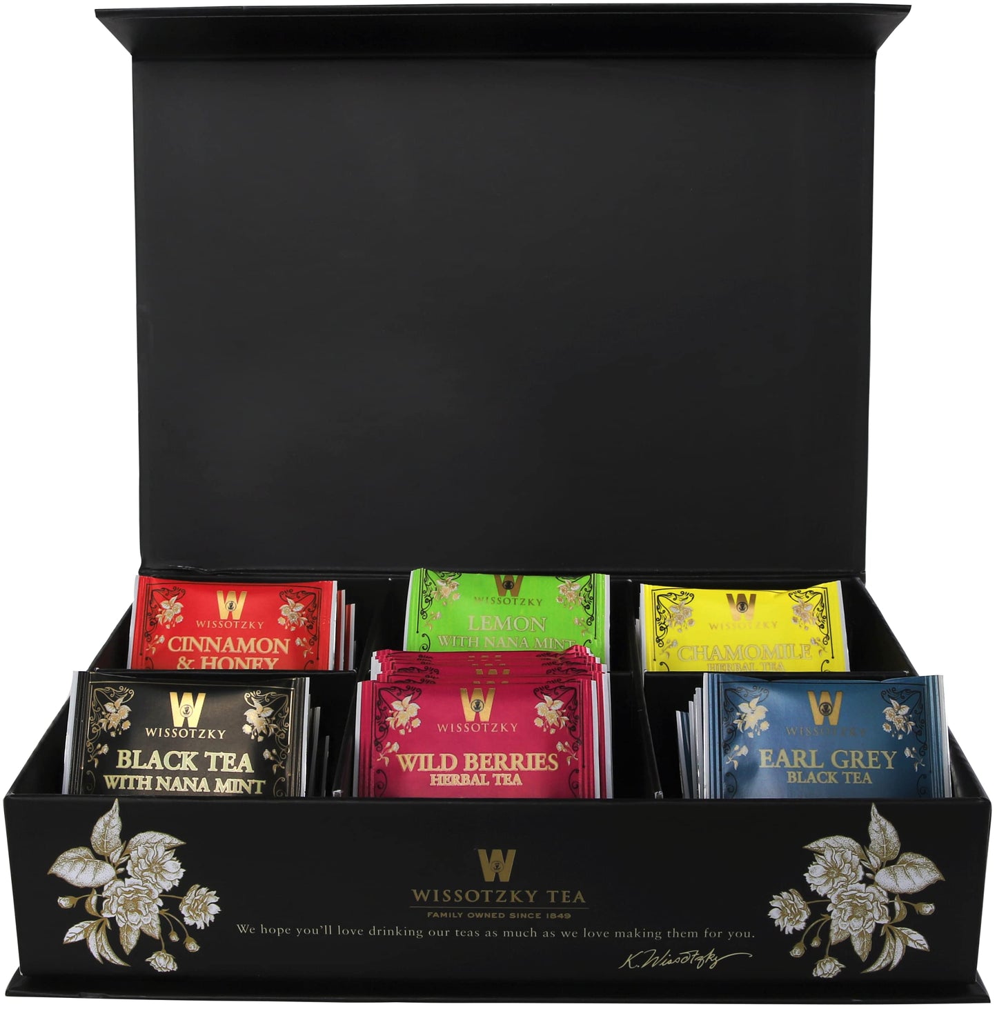 Wissotzky Artisinal Tea Chest Box, Artisan Collection Assorted Artisan Tea Bags (42 Individually Wrapped Tea Bags, 6 Flavors) Gr