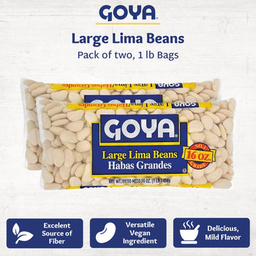 Large Lima Beans by Goya, Butter Beans, Whole Dried Beans, Gigante Beans, Rich in Fiber, Nutritious and Versatile, 16oz. Bag (Pa