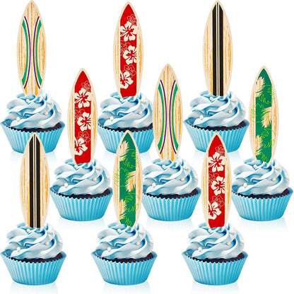 48 Pieces Surfboard Cupcake Toppers Surfboard Beach Cake Decorations Surfboard Mini Accents for Swimming Pool Summer Beach Party