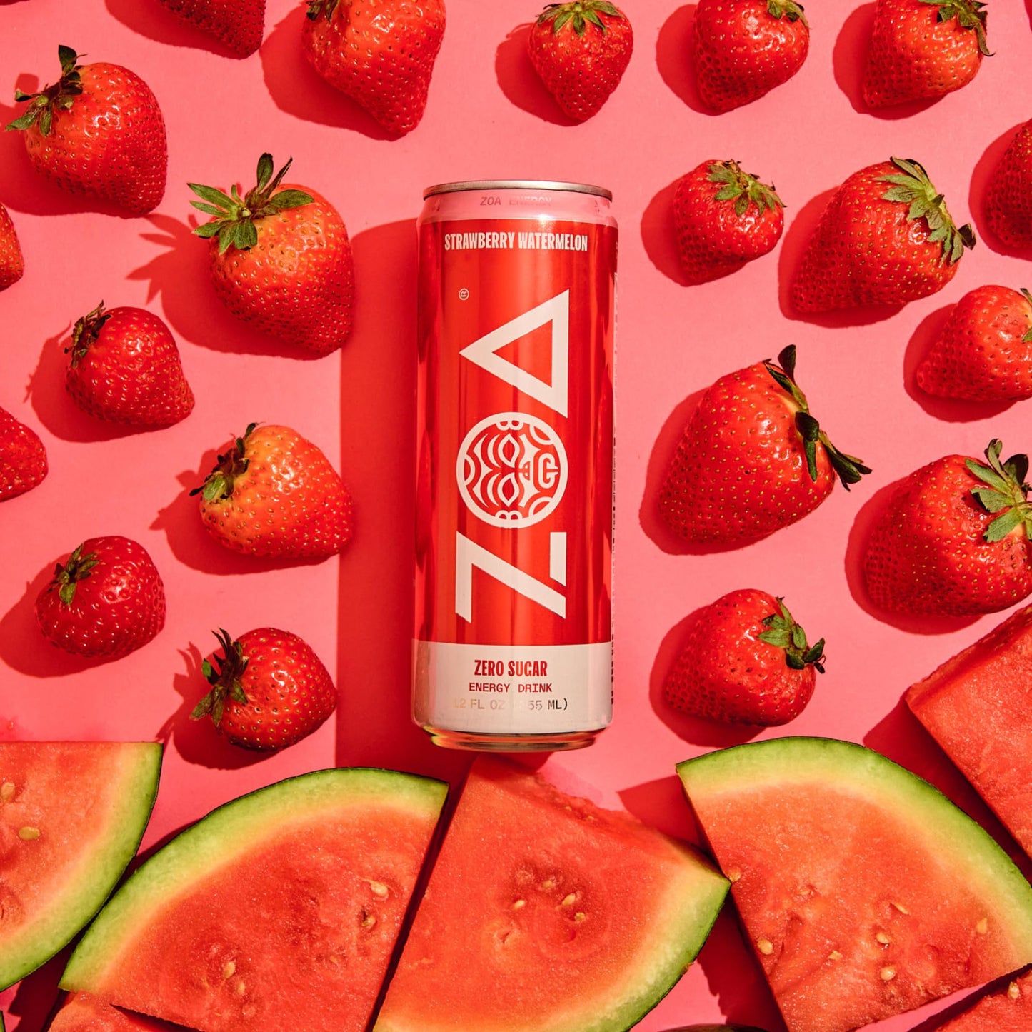 ZOA Zero Sugar Energy Drink - Strawberry Watermelon, 160mg Natural Caffeine, 12 Ounce (Pack of 12)